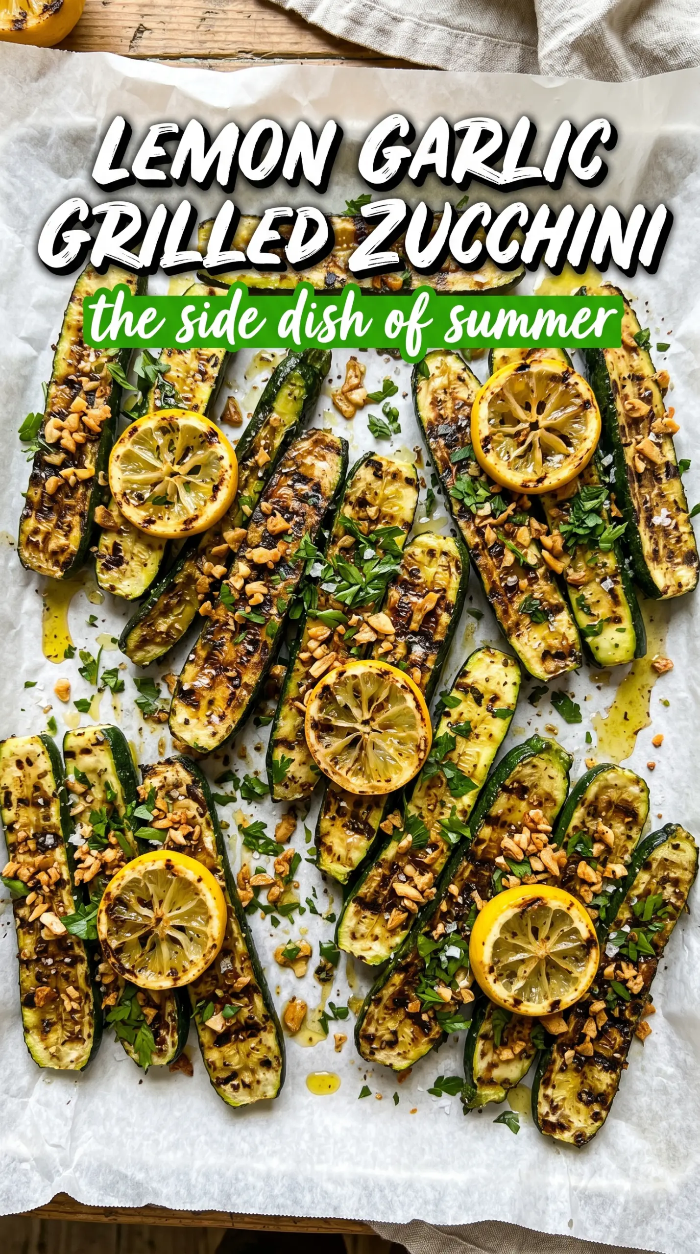 Lemon Garlic Grilled Zucchini bright charred