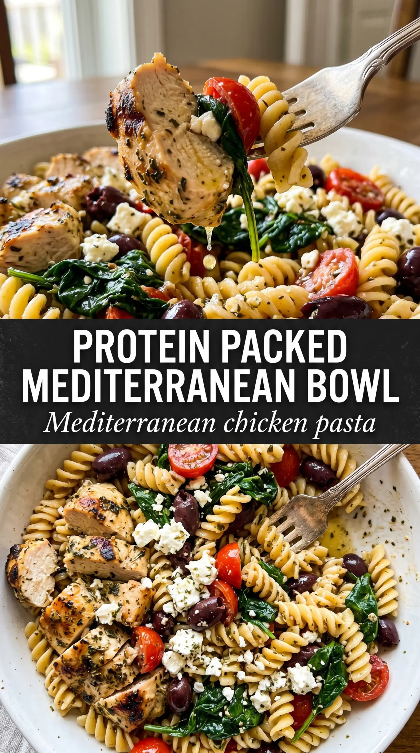 Mediterranean chicken pasta salad fresh colorful