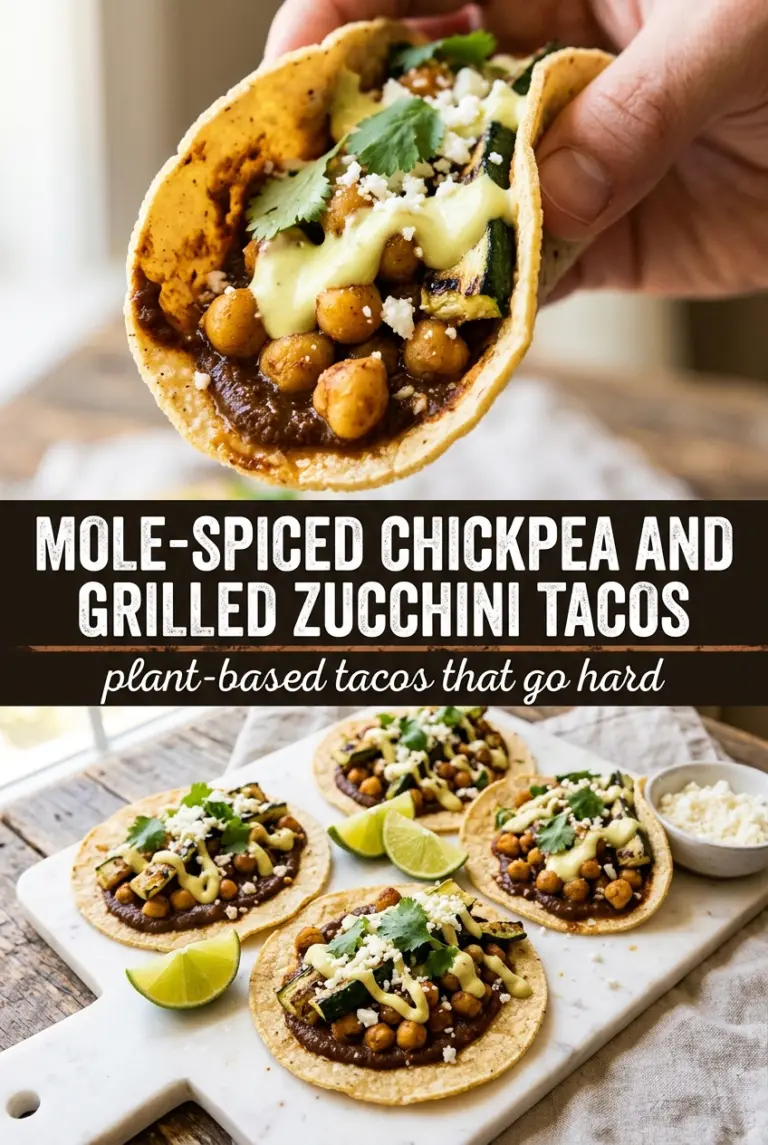 Mole-Spiced Chickpea and Grilled Zucchini Tacos
