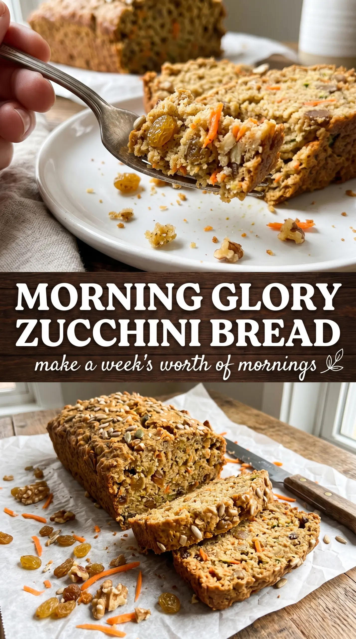 Sliced zucchini bread with visible vegetable texture