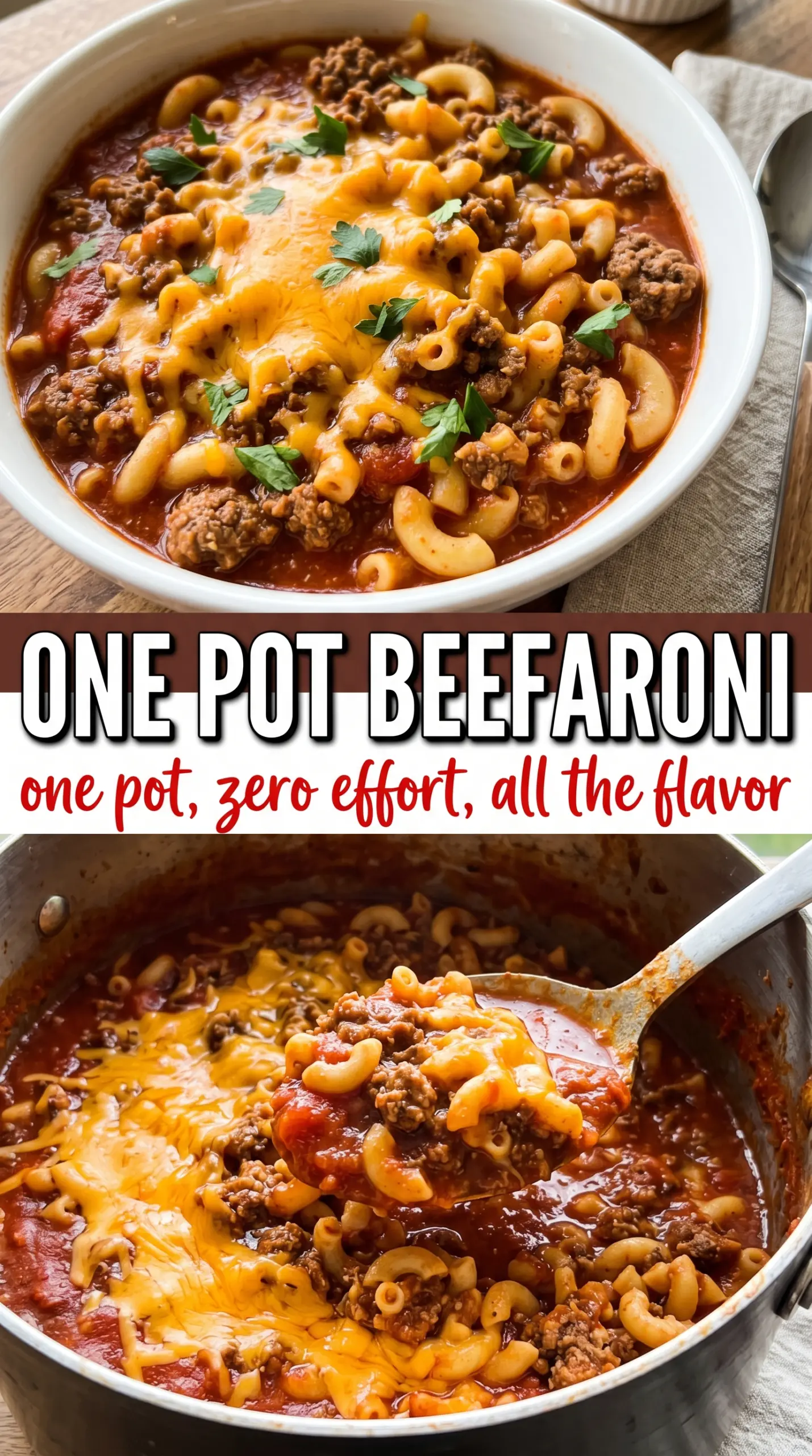 One Pot Beefaroni cheesy tomato beefaroni