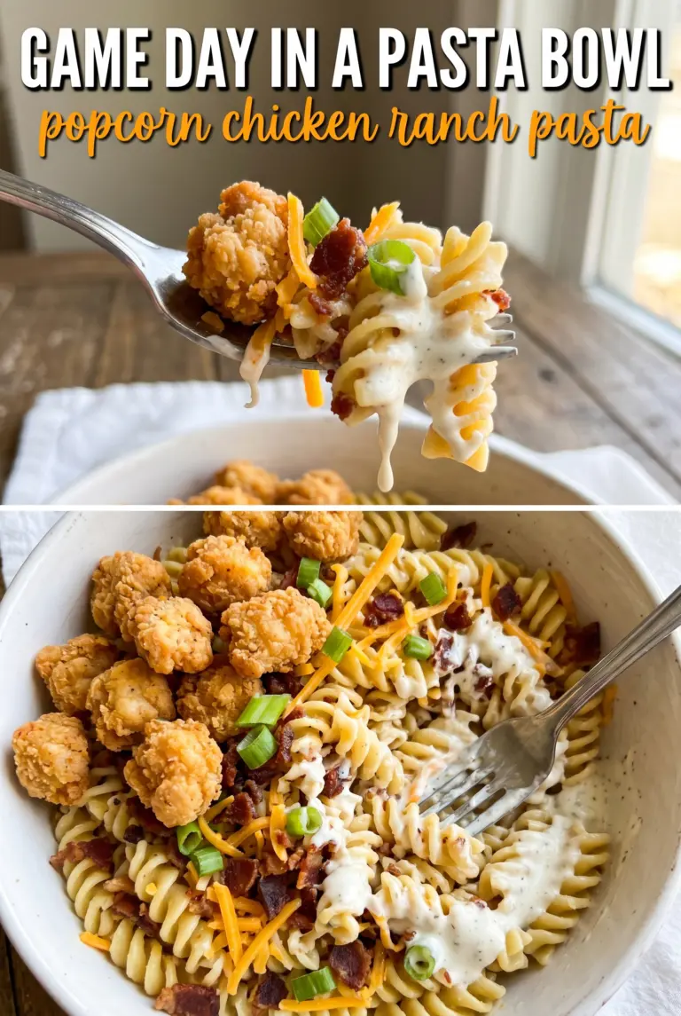 Popcorn Chicken Bacon Ranch Pasta Salad