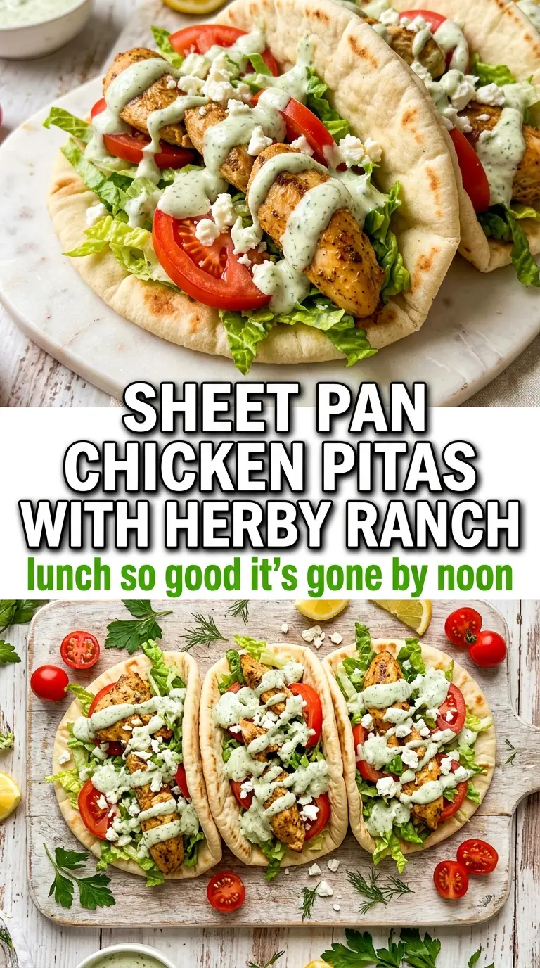 Sheet Pan Chicken Pitas with Herby Ranch juicy roasted chicken fresh vegetables