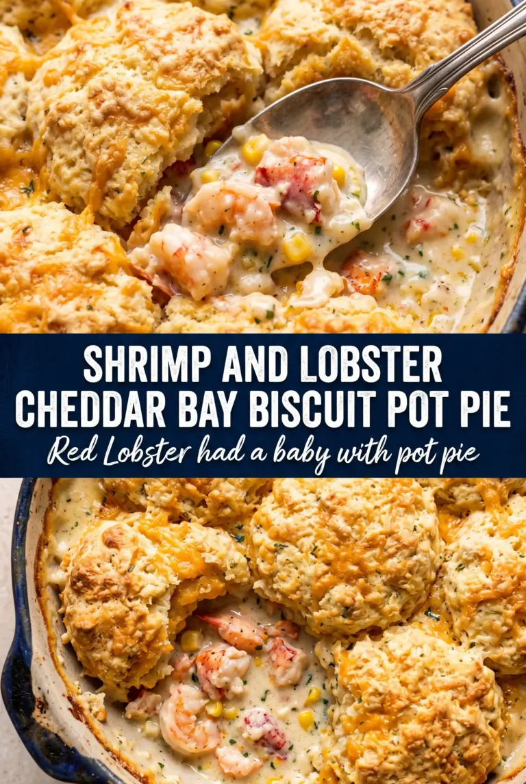 Shrimp and Lobster Cheddar Bay Biscuit Pot Pie