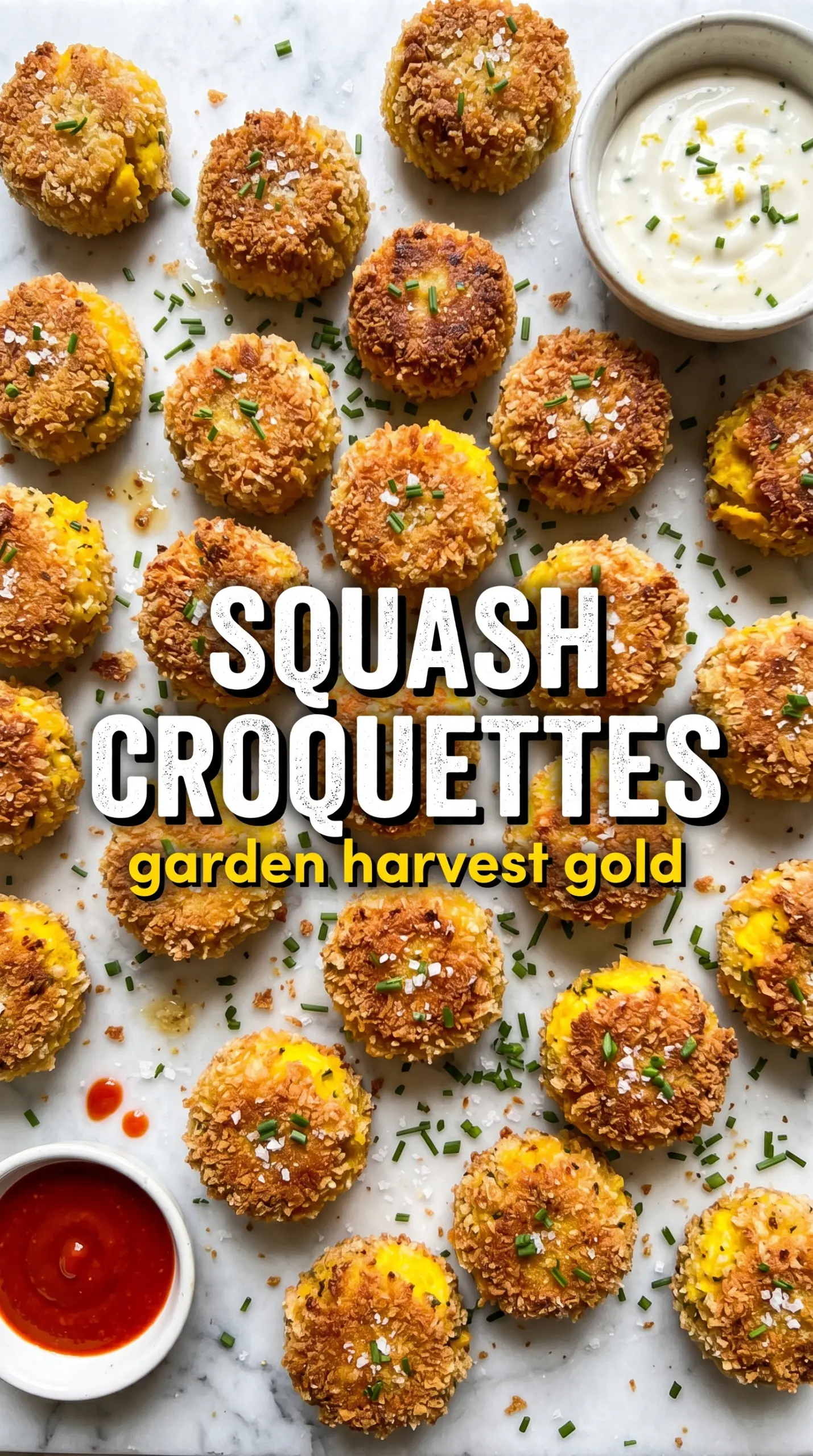 Squash croquettes crispy creamy herb-flecked