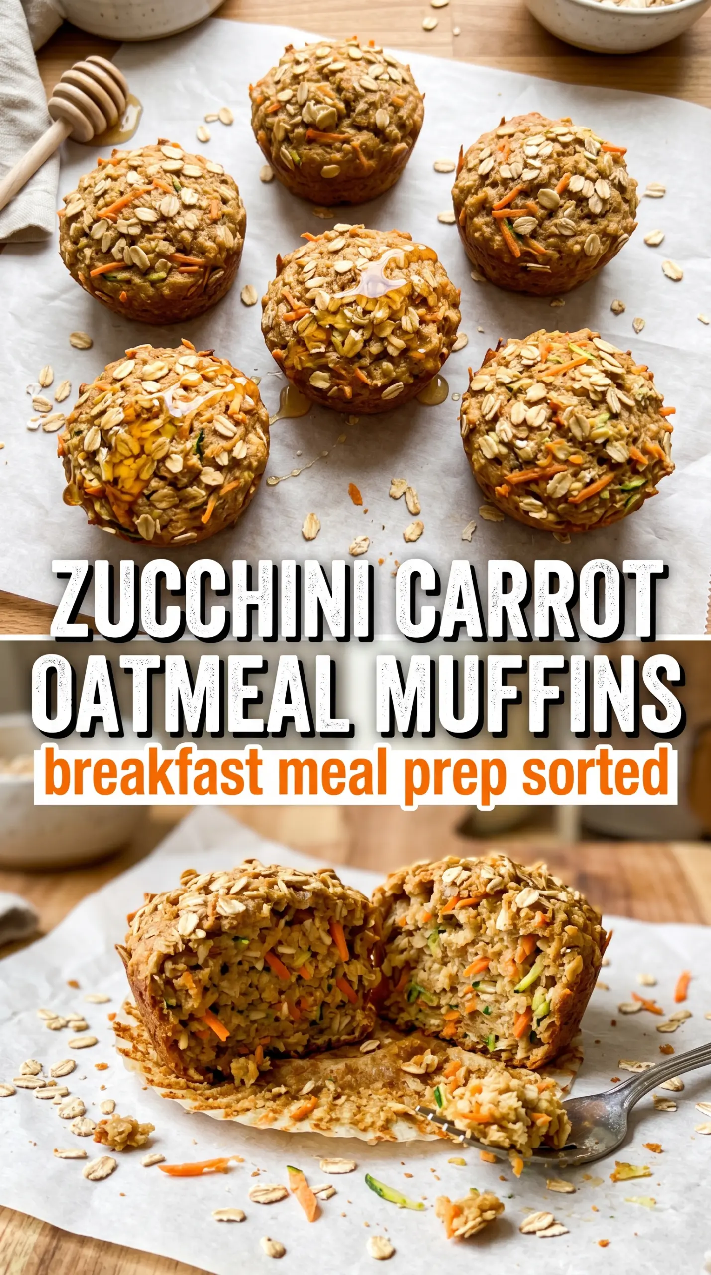 Zucchini Carrot Oatmeal Muffins hearty golden