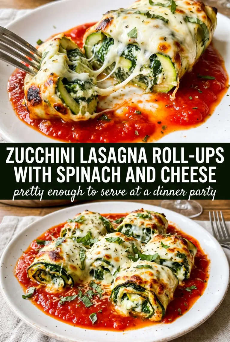 Zucchini Lasagna Roll-Ups with Spinach and Cheese
