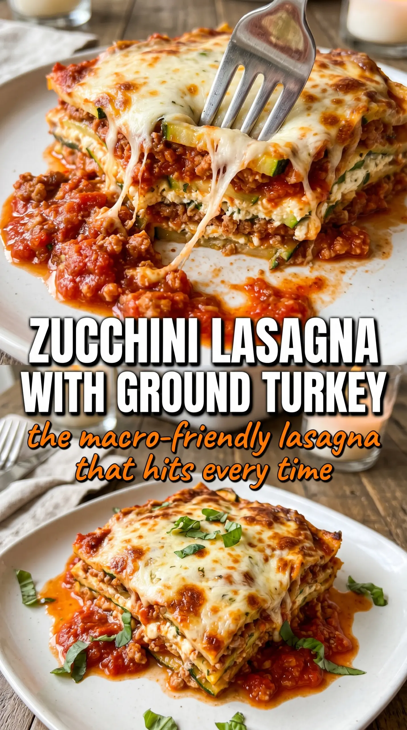 Slice of zucchini lasagna on a plate