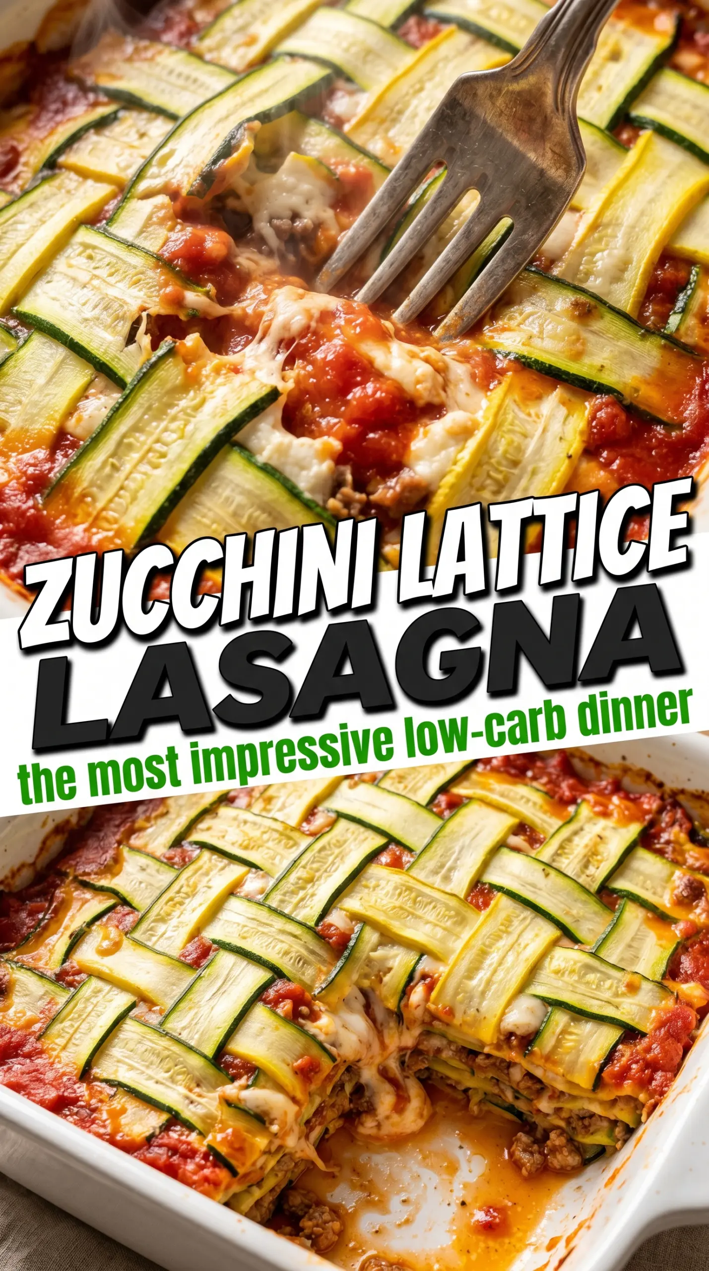 Zucchini lattice lasagna woven golden