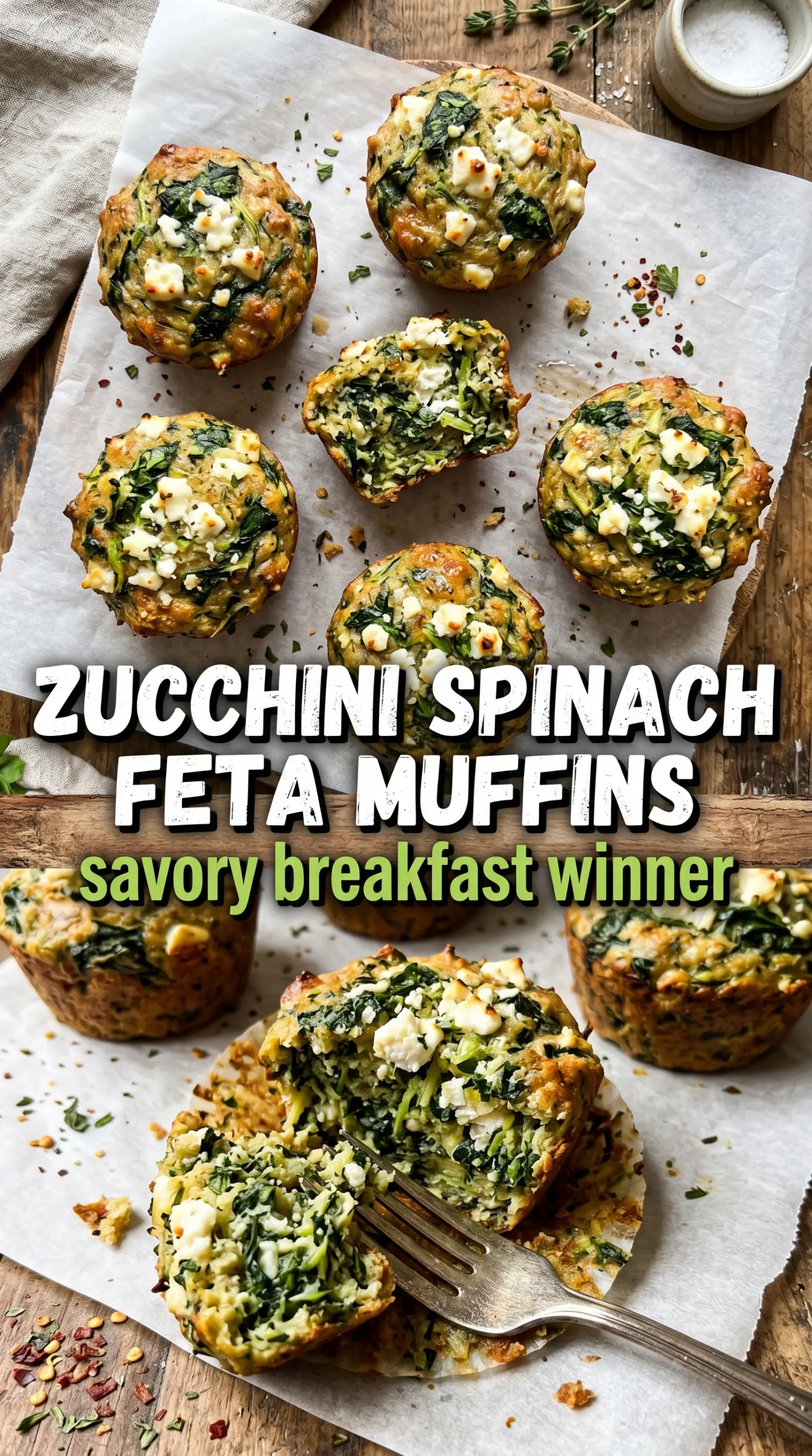 Zucchini Spinach and Feta Muffins savory green feta