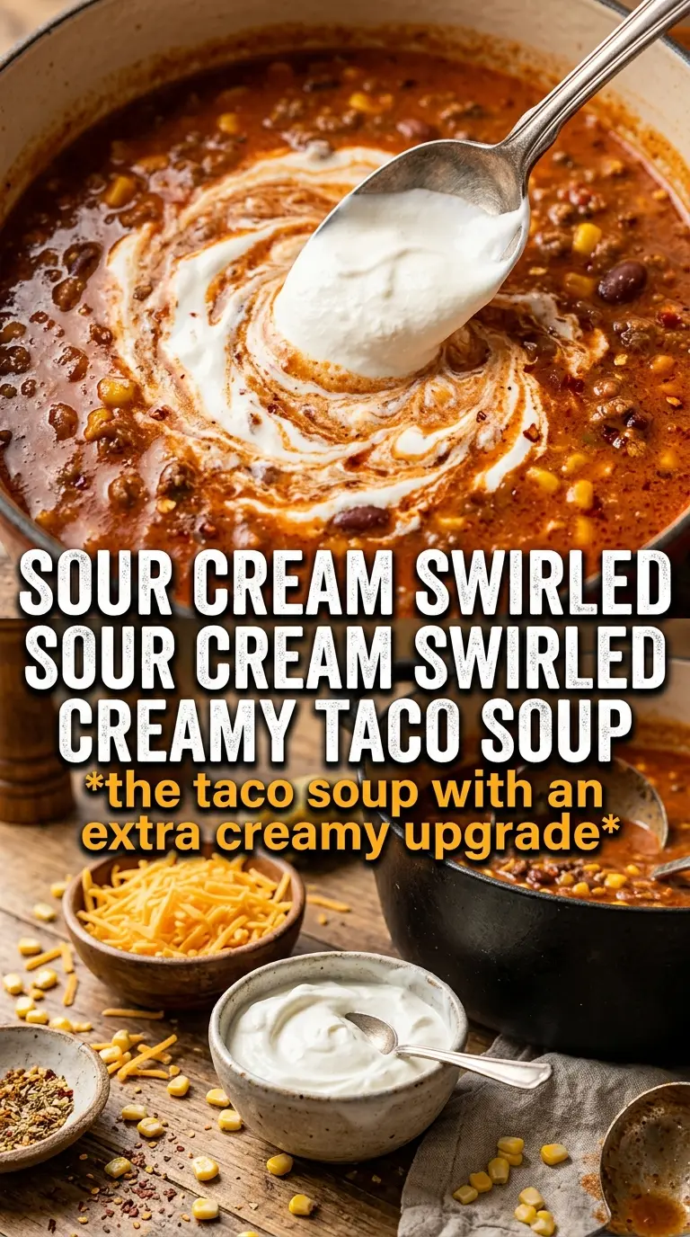30-Minute Creamy Taco Soup creamy taco soup, beefy, cheesy, Tex-Mex