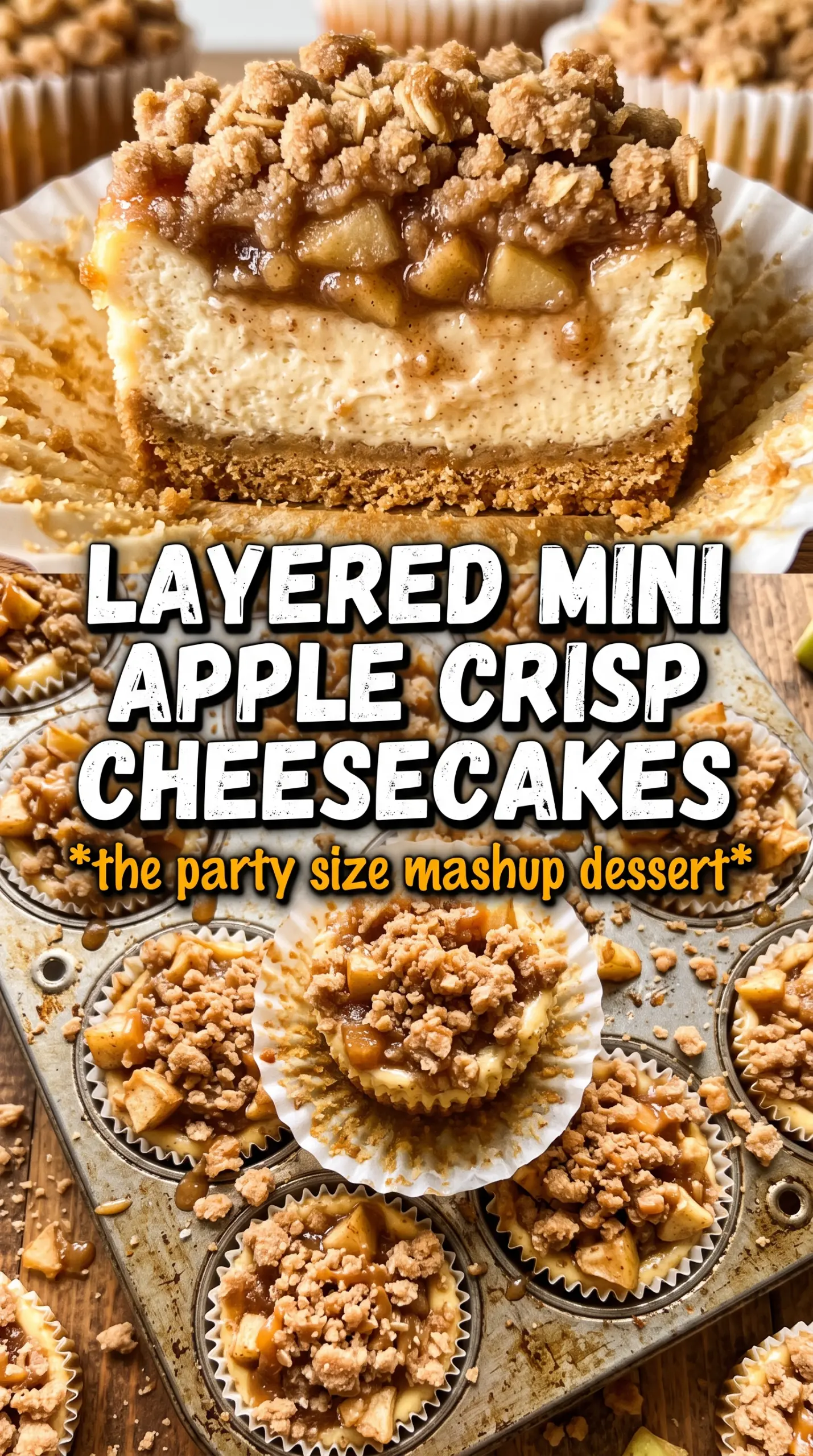 Apple Crisp Mini Cheesecakes creamy cinnamon oat