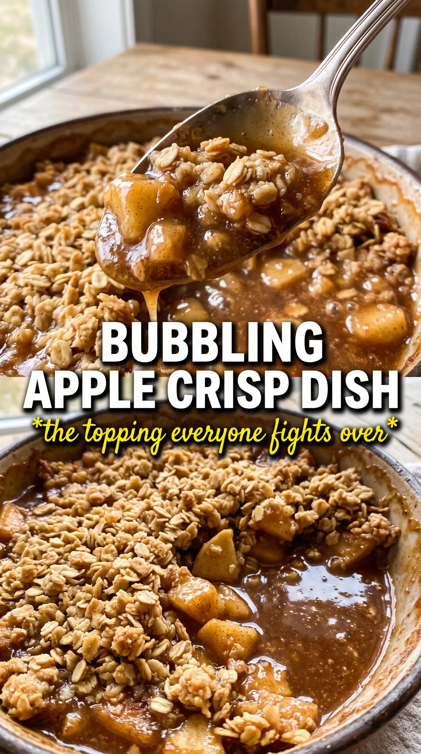 Apple Crisp golden oat crumble bubbling cinnamon apples