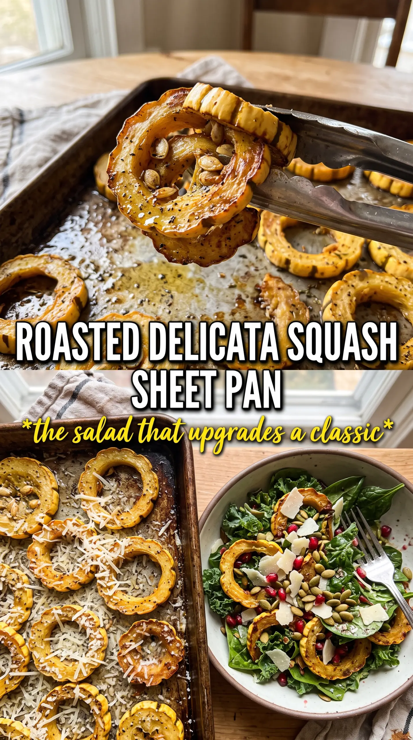 Autumn Caesar Salad With Delicata Squash Croutons roasted squash, creamy, crisp
