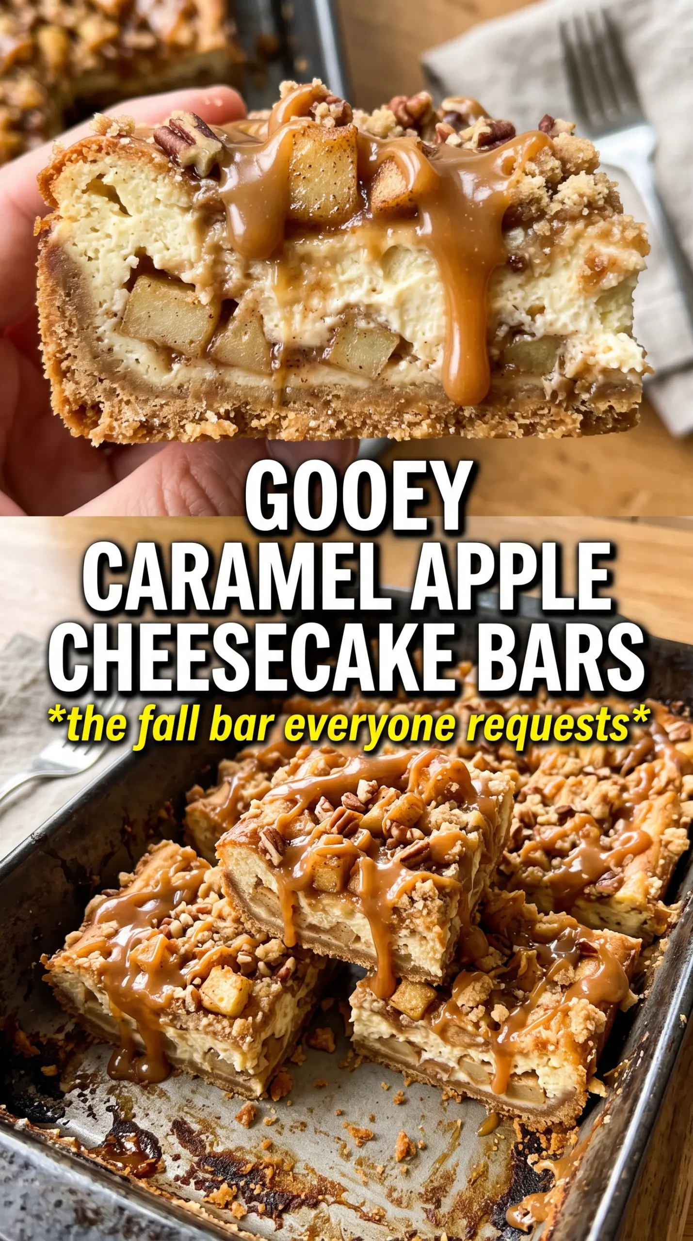 Caramel Apple Cheesecake Bars creamy apple streusel