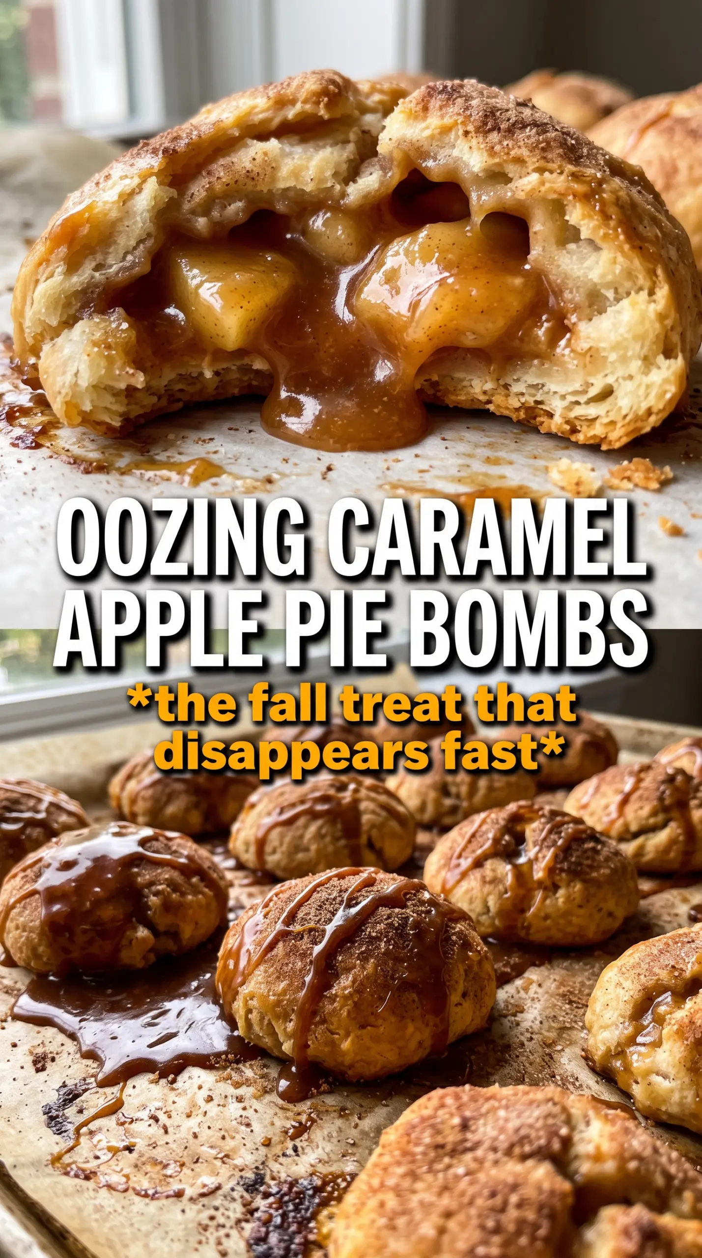 Caramel Apple Pie Bombs golden cinnamon-sugar