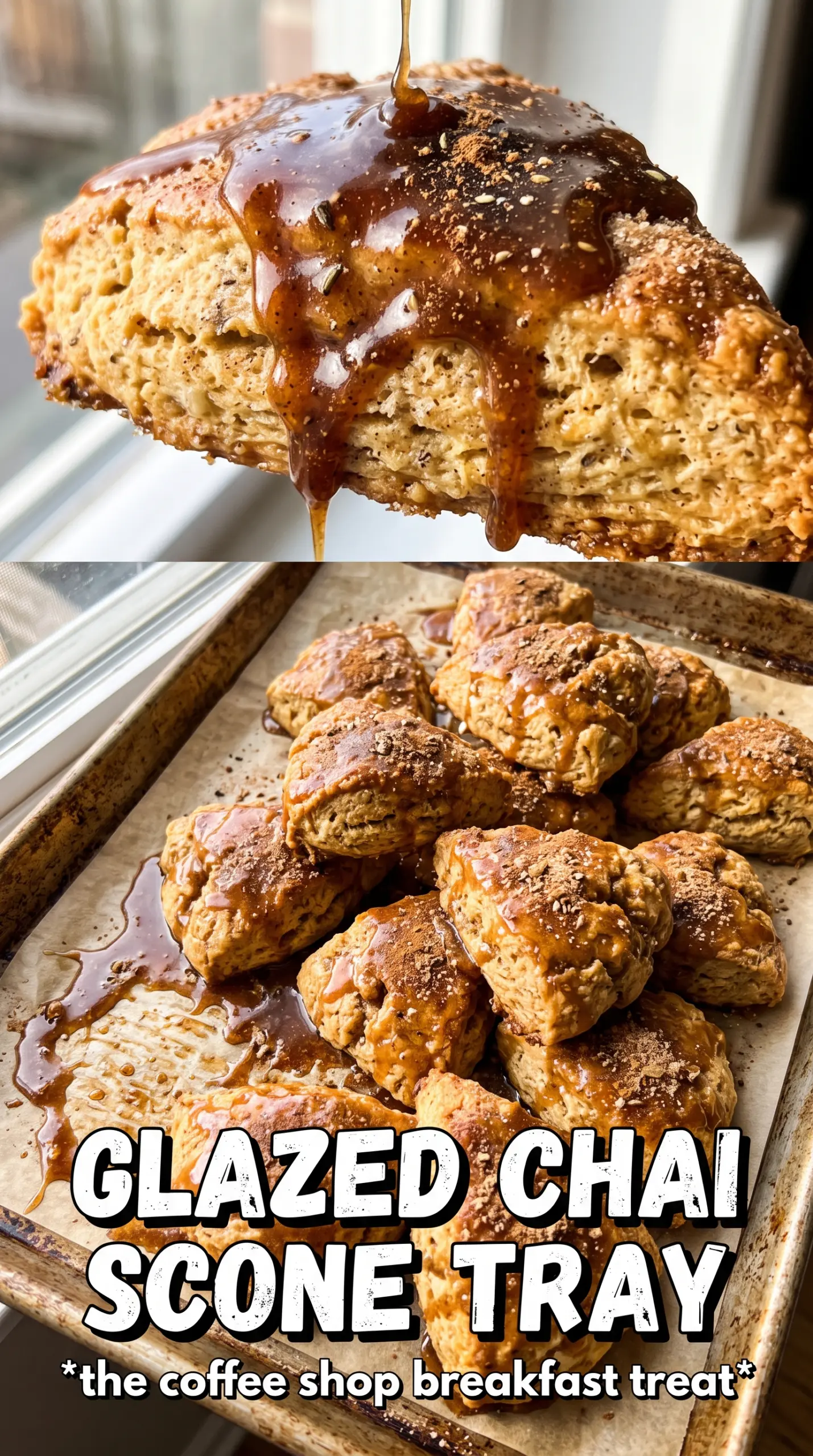 Chai scones with maple chai glaze golden spiced