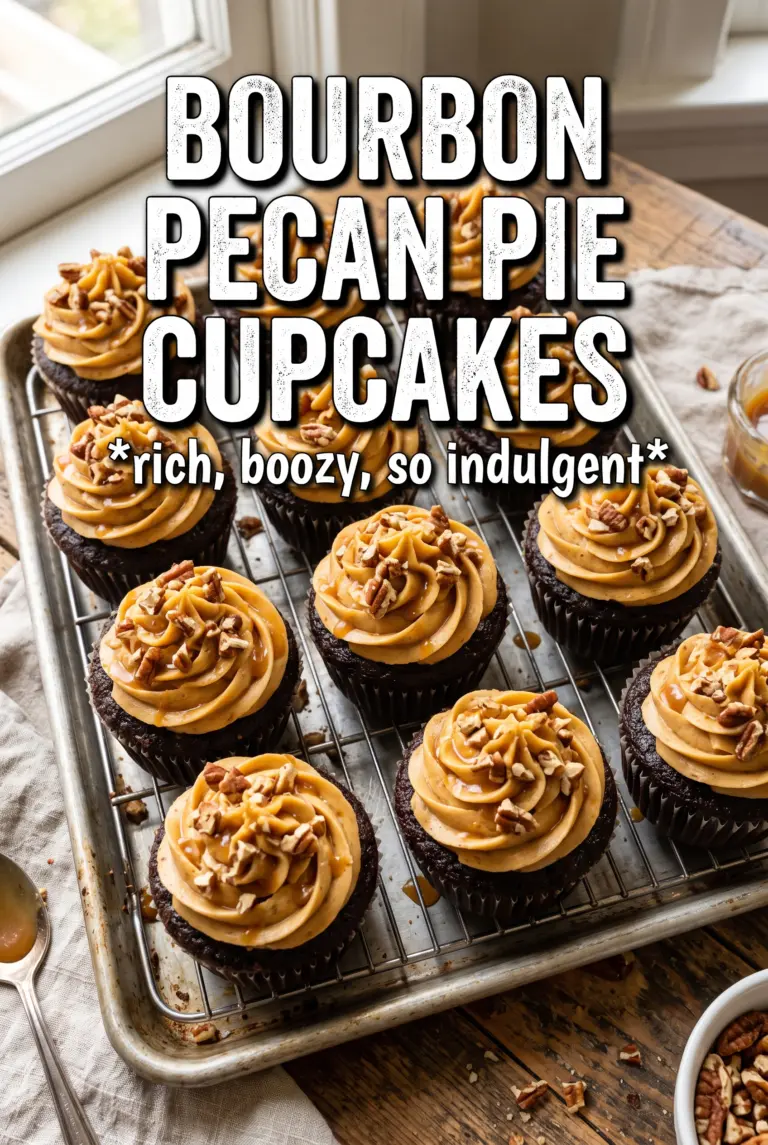 Chocolate Bourbon Pecan Pie Cupcakes With Butter Pecan Frosting