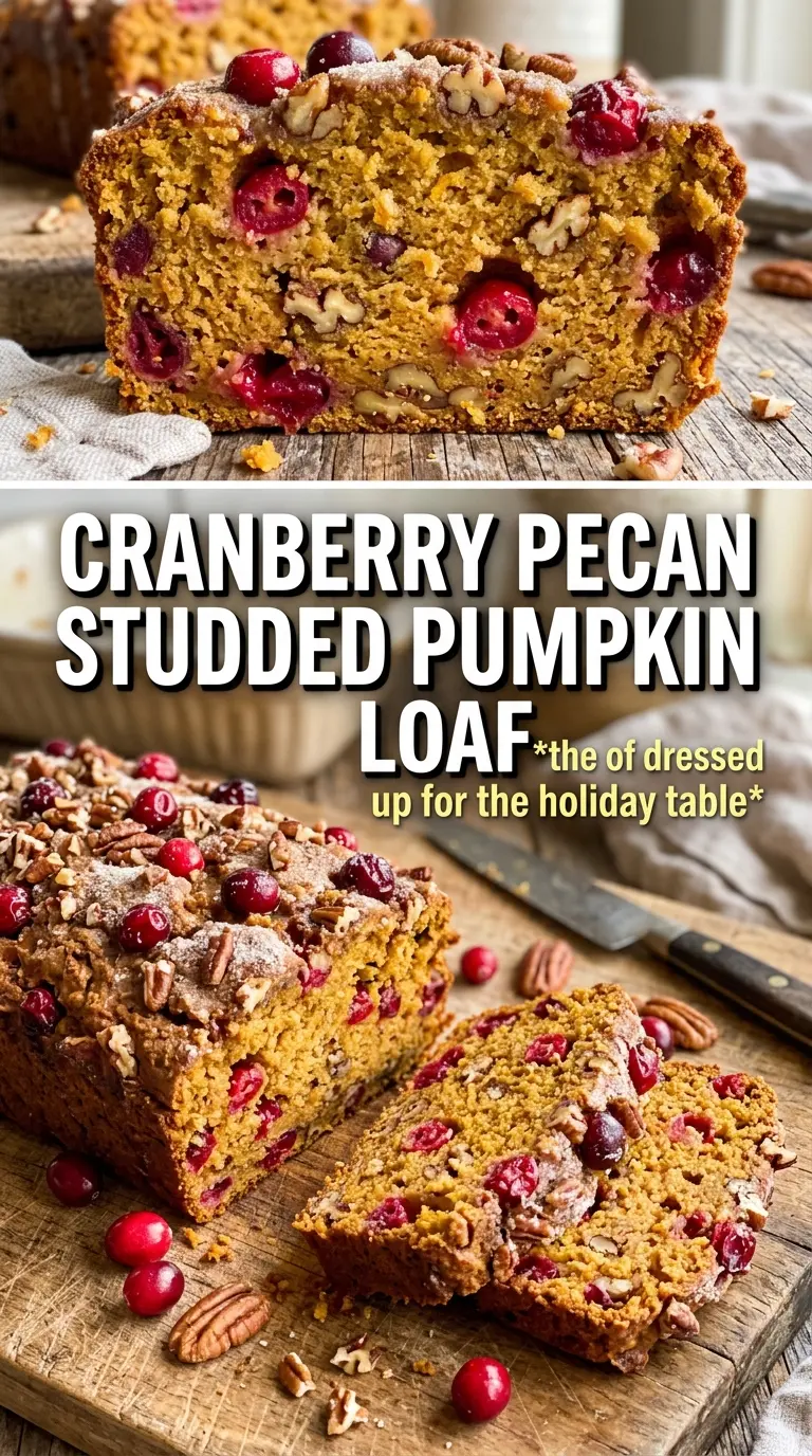 Cranberry Pecan Pumpkin Bread with orange glaze, cranberry pecan, pumpkin loaf