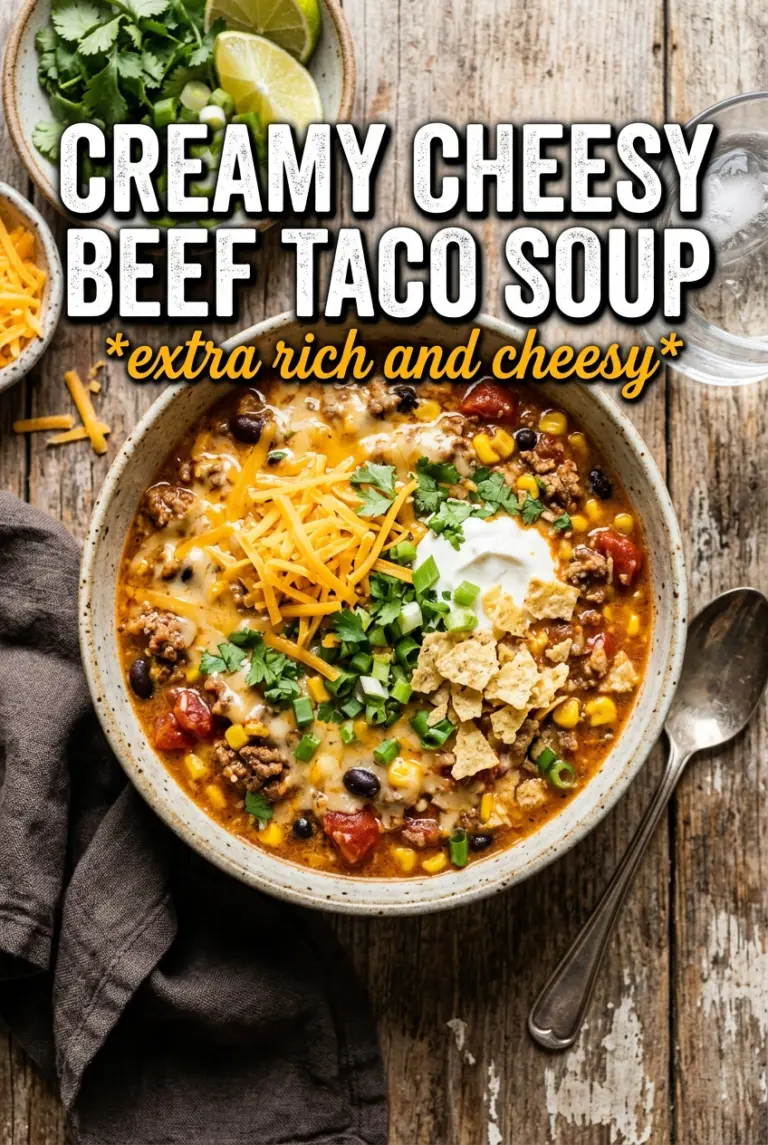 Creamy Cheesy Ground Beef Taco Soup