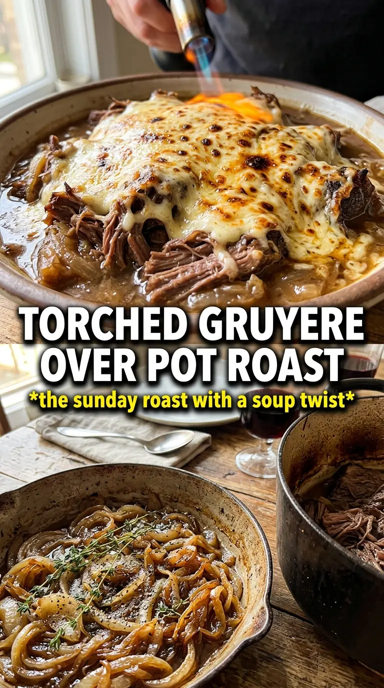 French Onion Pot Roast caramelized Gruyere Dutch oven