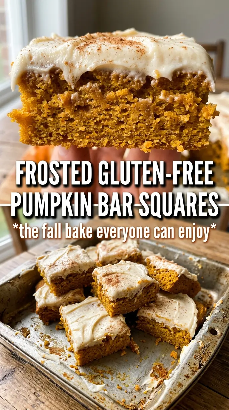 Gluten-Free Pumpkin Bars With Cream Cheese Frosting golden-orange cinnamon