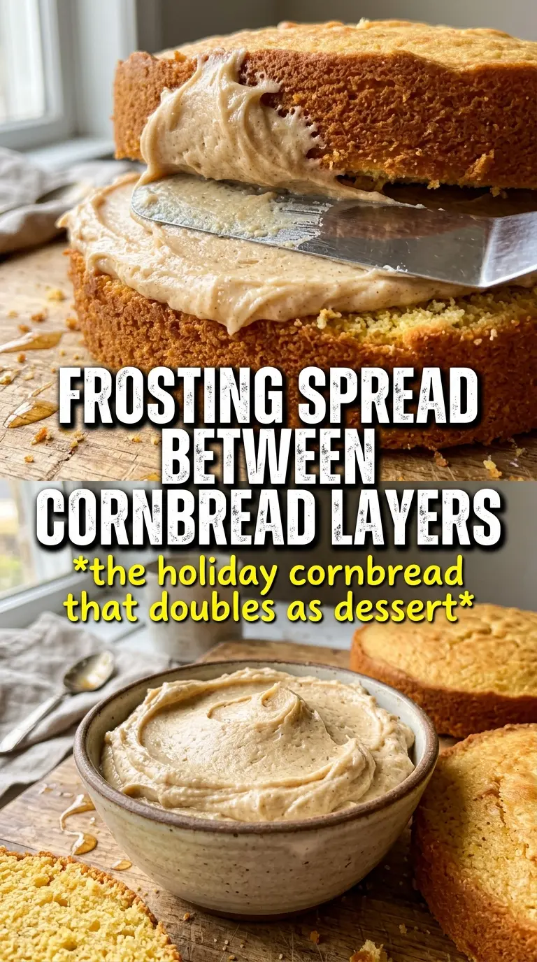 Layered cornbread cake honey butter frosting