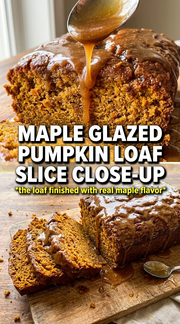 Maple Pumpkin Bread sliced loaf, maple glaze, pepitas