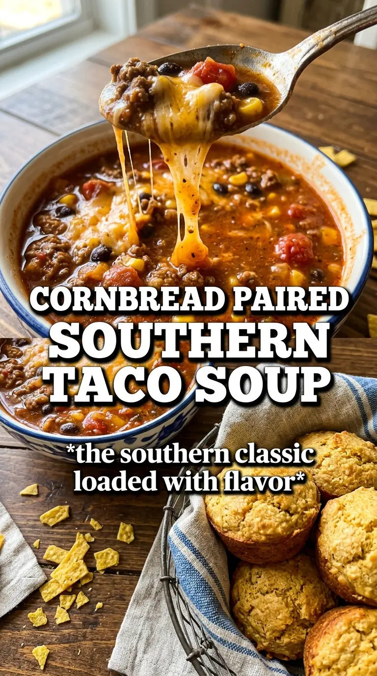 Paula Deen taco soup hearty cheesy