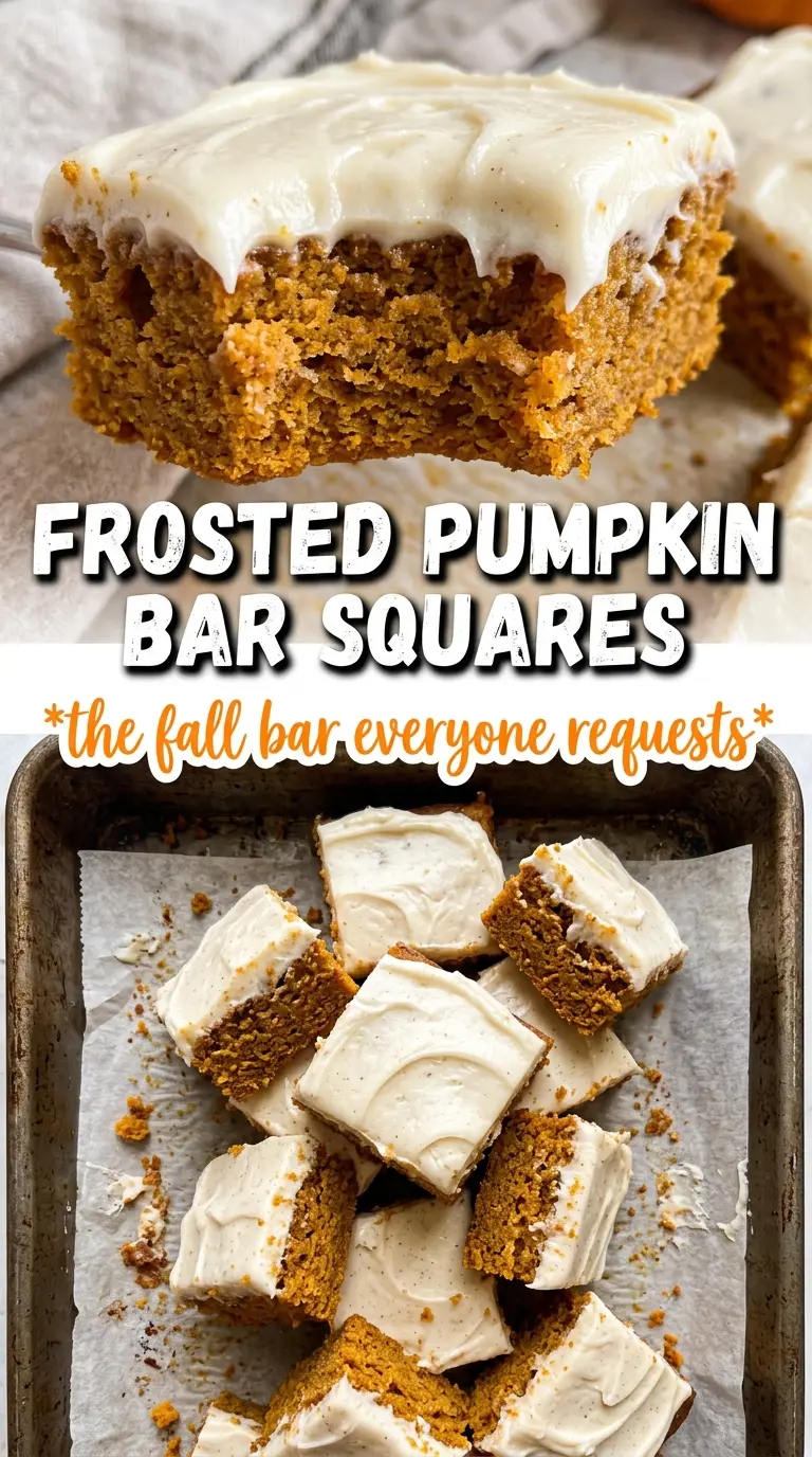 Pumpkin Bars with Cream Cheese Frosting, spiced, frosted