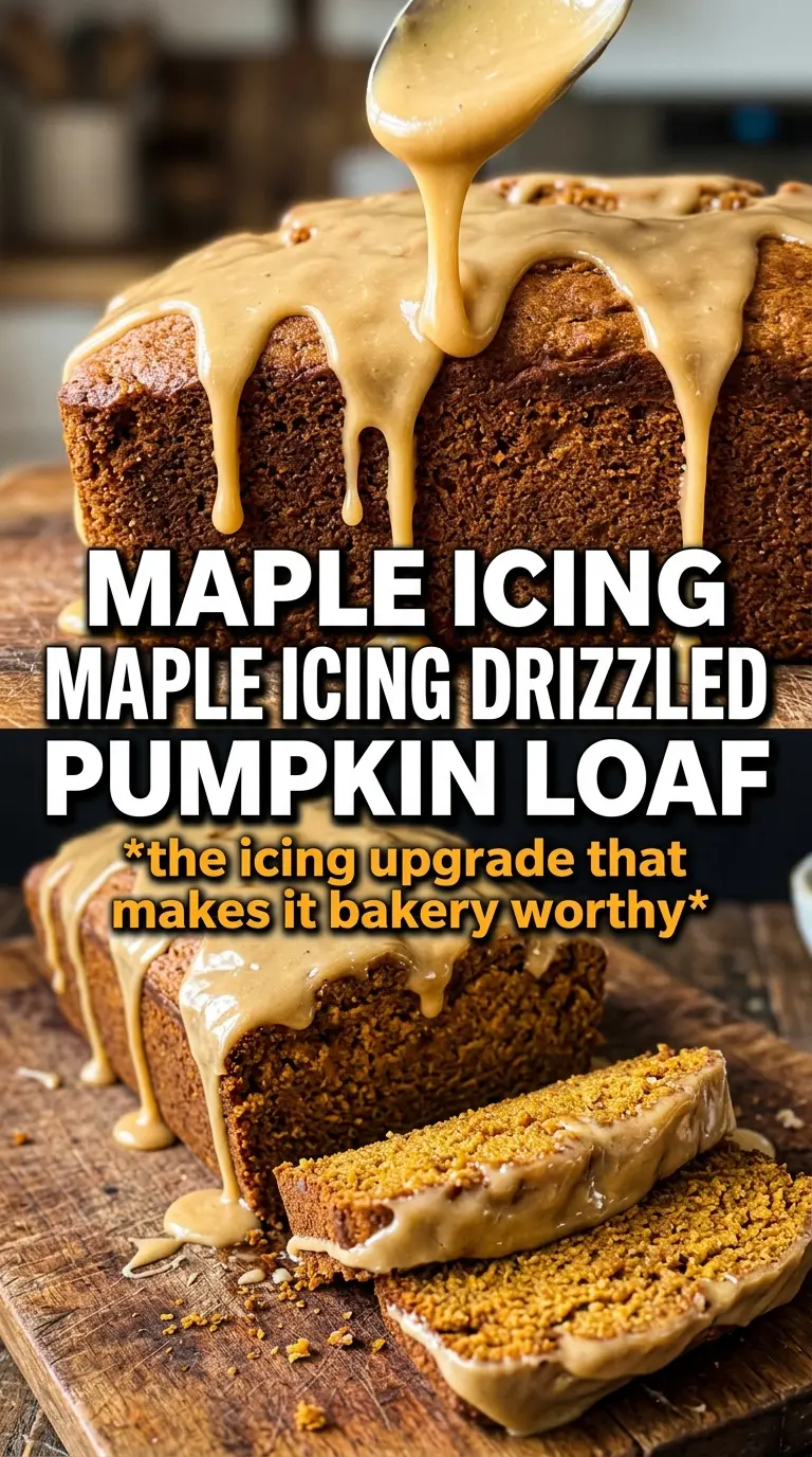 Pumpkin Bread With Brown Butter Maple Icing golden spiced glazed