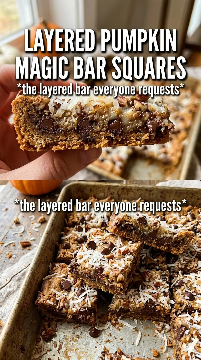 Pumpkin Magic Bars layered pumpkin gingersnap