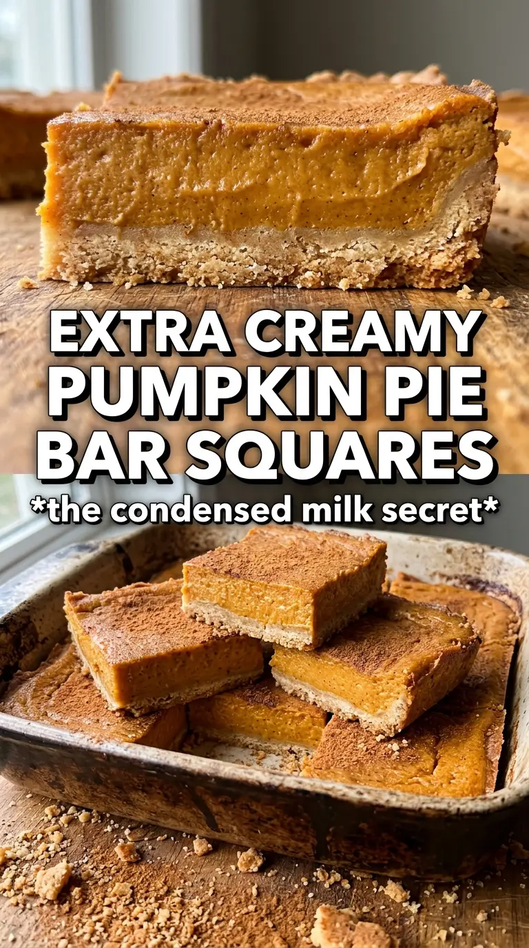 Pumpkin pie bars with sweetened condensed milk, creamy bars, shortbread crust