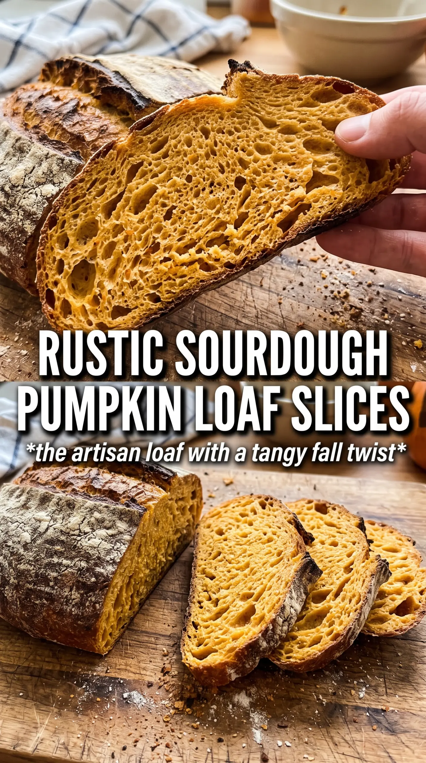 Pumpkin Sourdough Bread rustic golden-orange