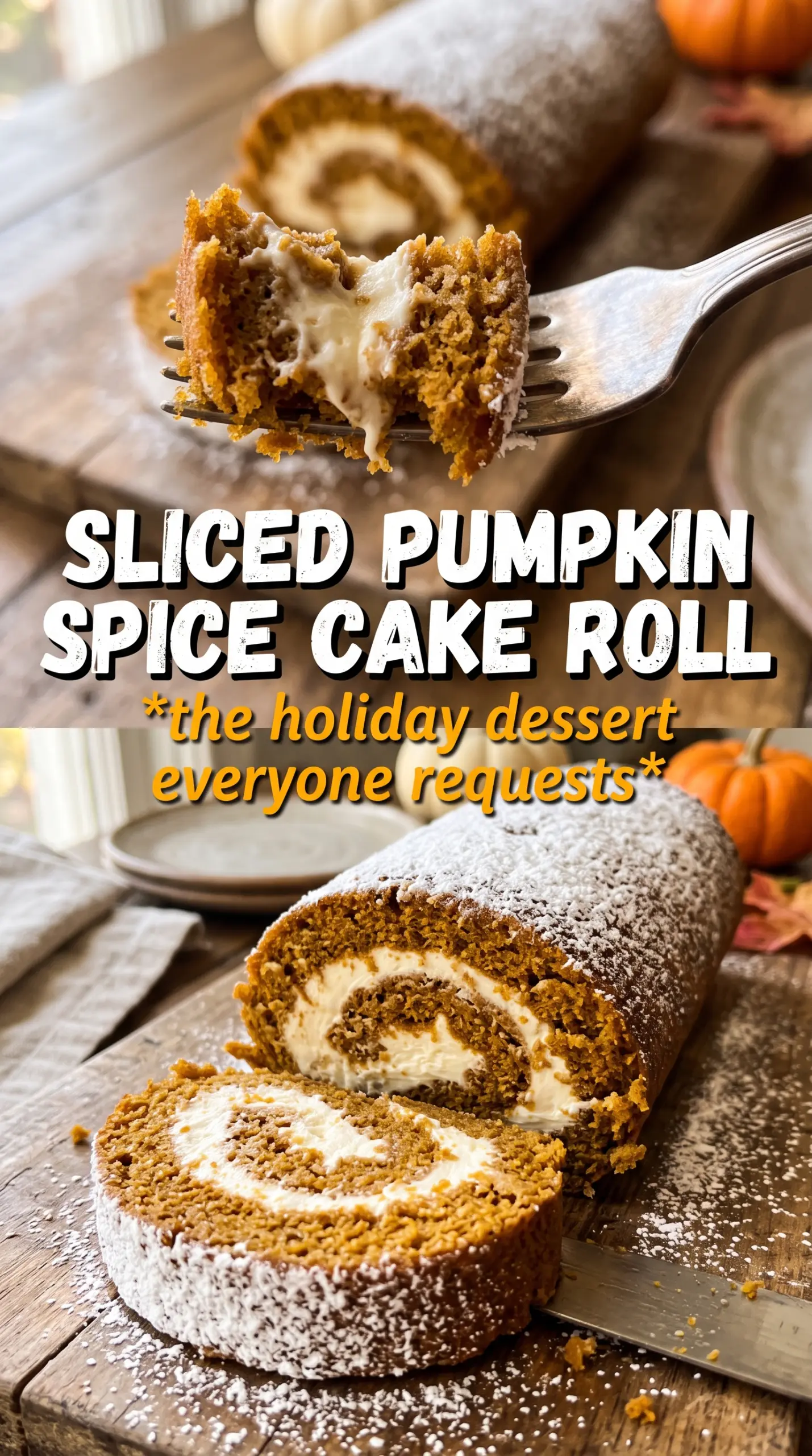 Pumpkin Spice Cake Roll creamy swirl