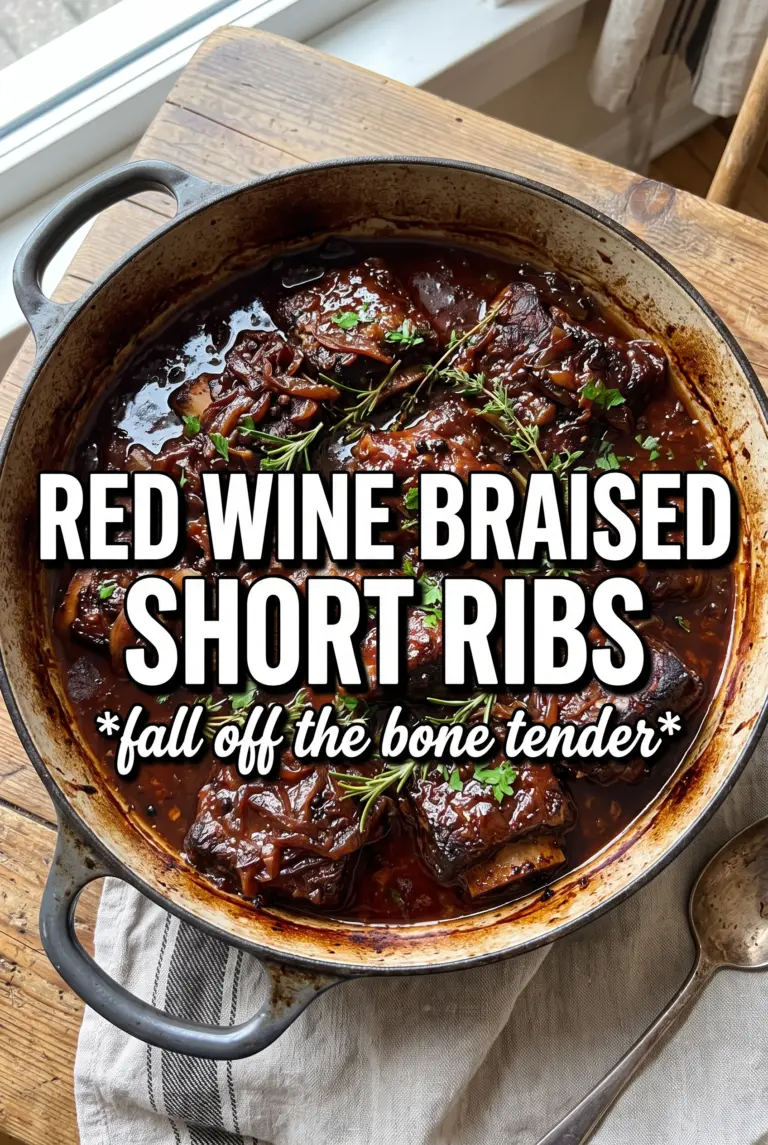 Red Wine Braised Short Ribs in Dutch Oven