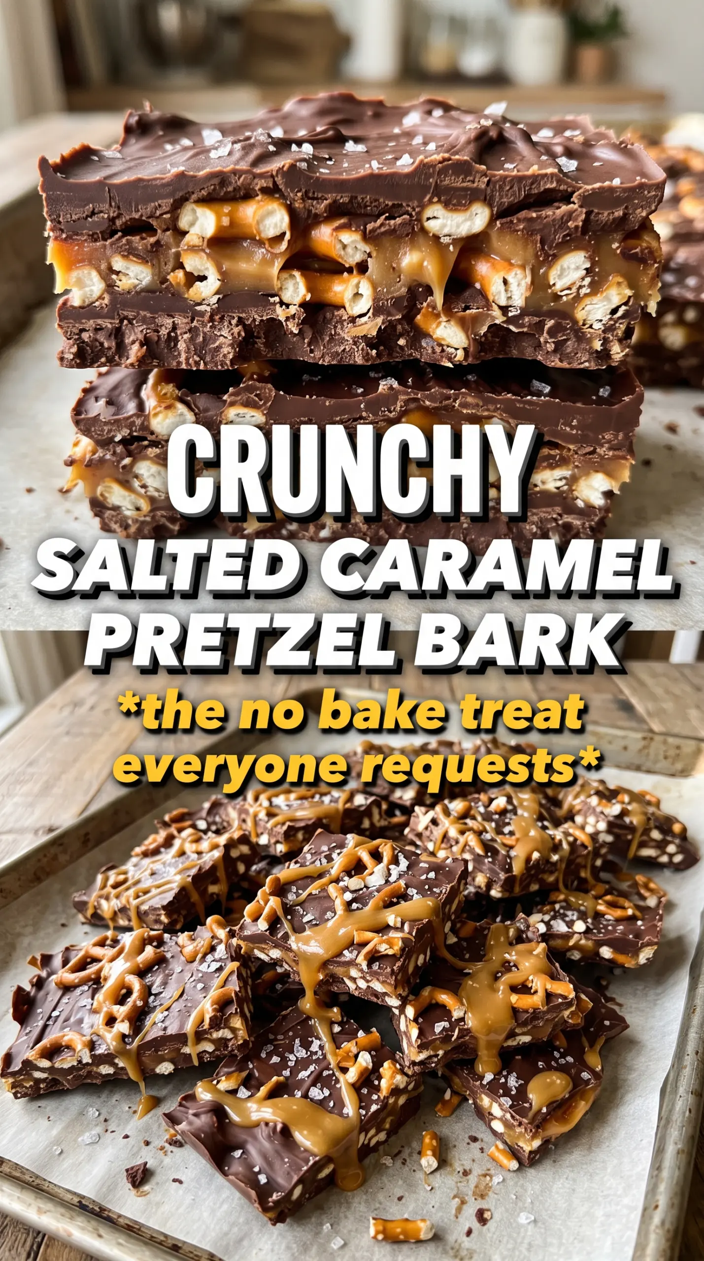Salted Caramel Pretzel Bark crunchy chocolatey salty