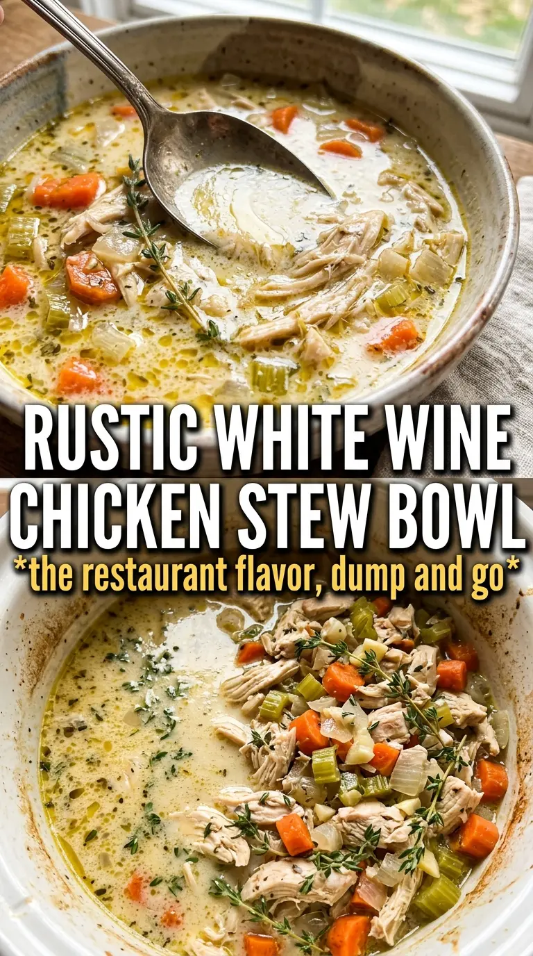 Slow cooker white wine chicken stew savory thyme