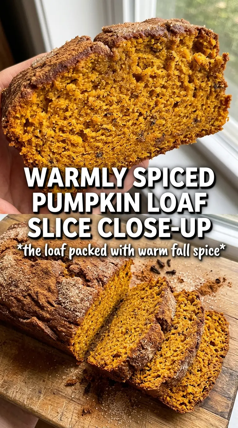 Spiced pumpkin bread sliced, glazed, warmly spiced