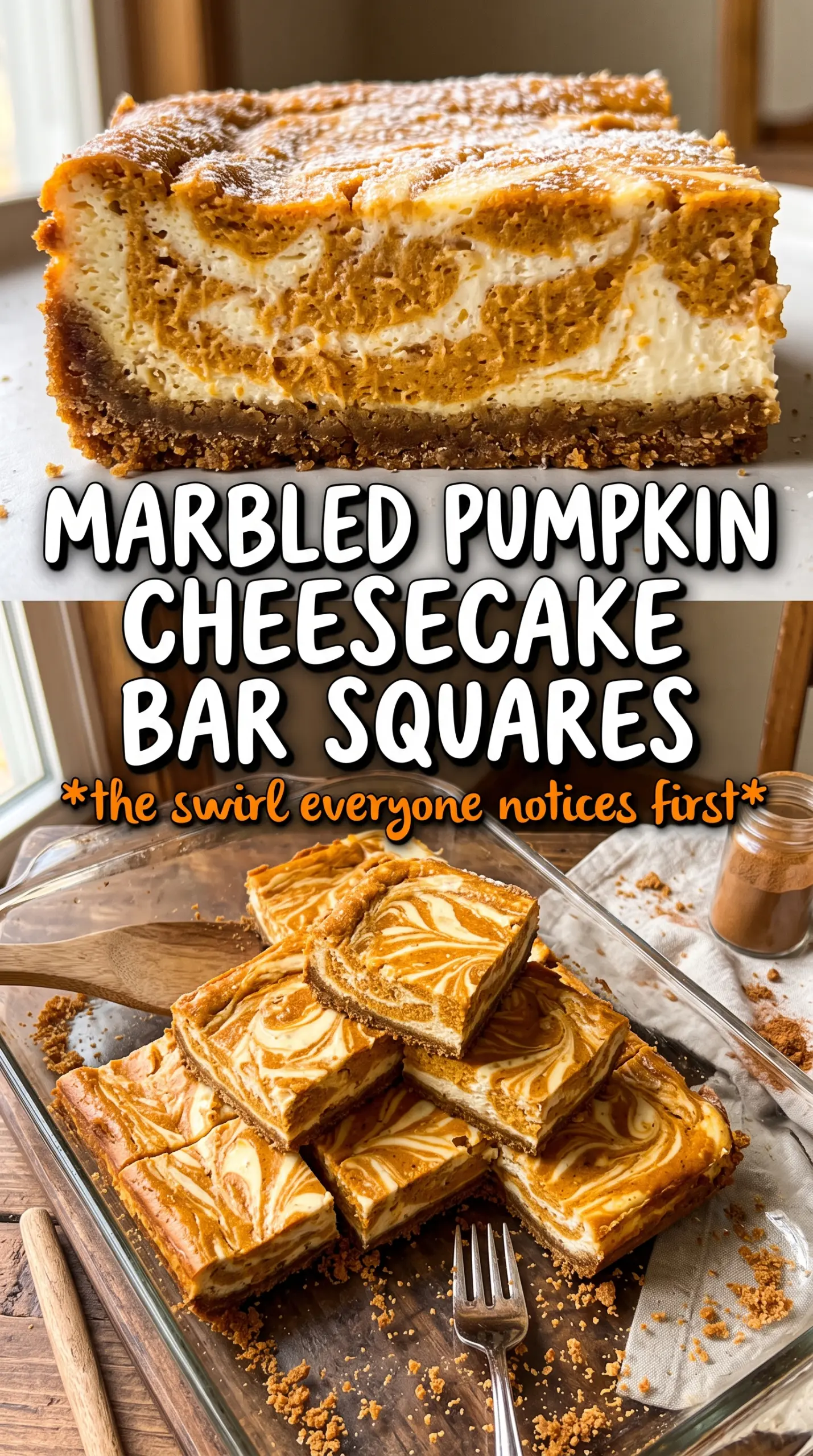 Swirled Pumpkin Cheesecake Bars creamy spiced dessert