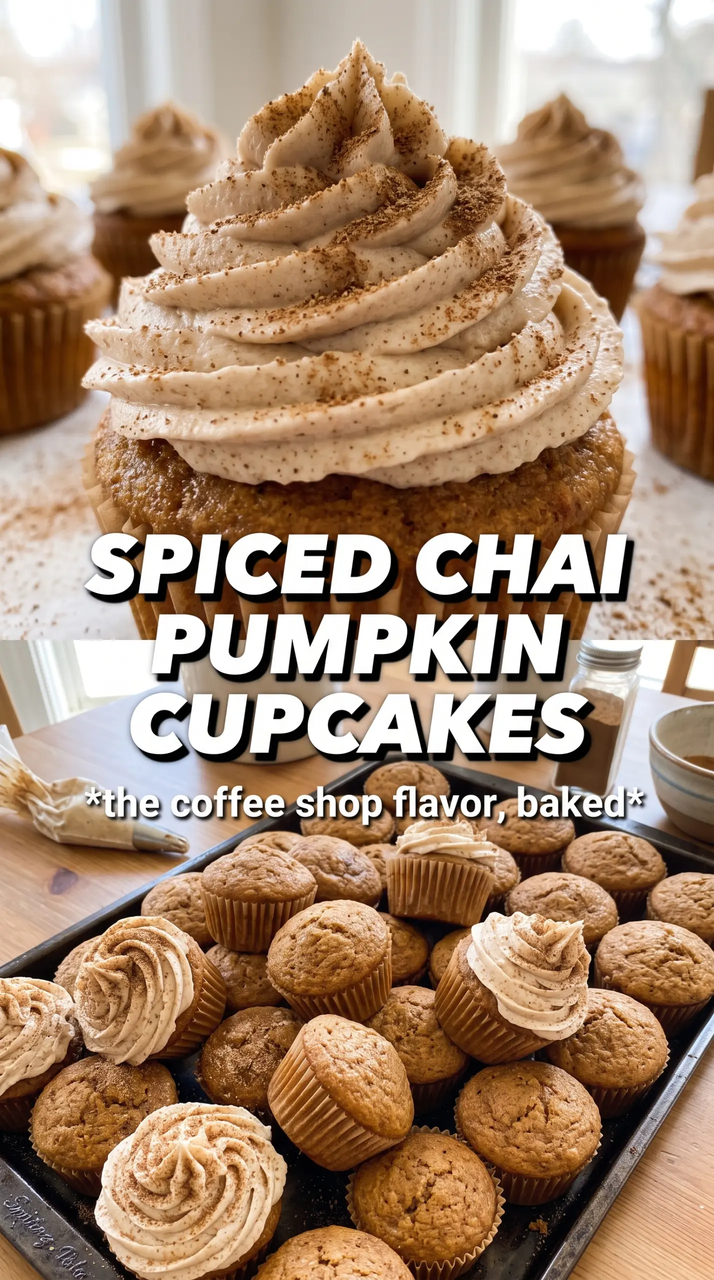 Vanilla chai pumpkin latte cupcakes spiced frosting
