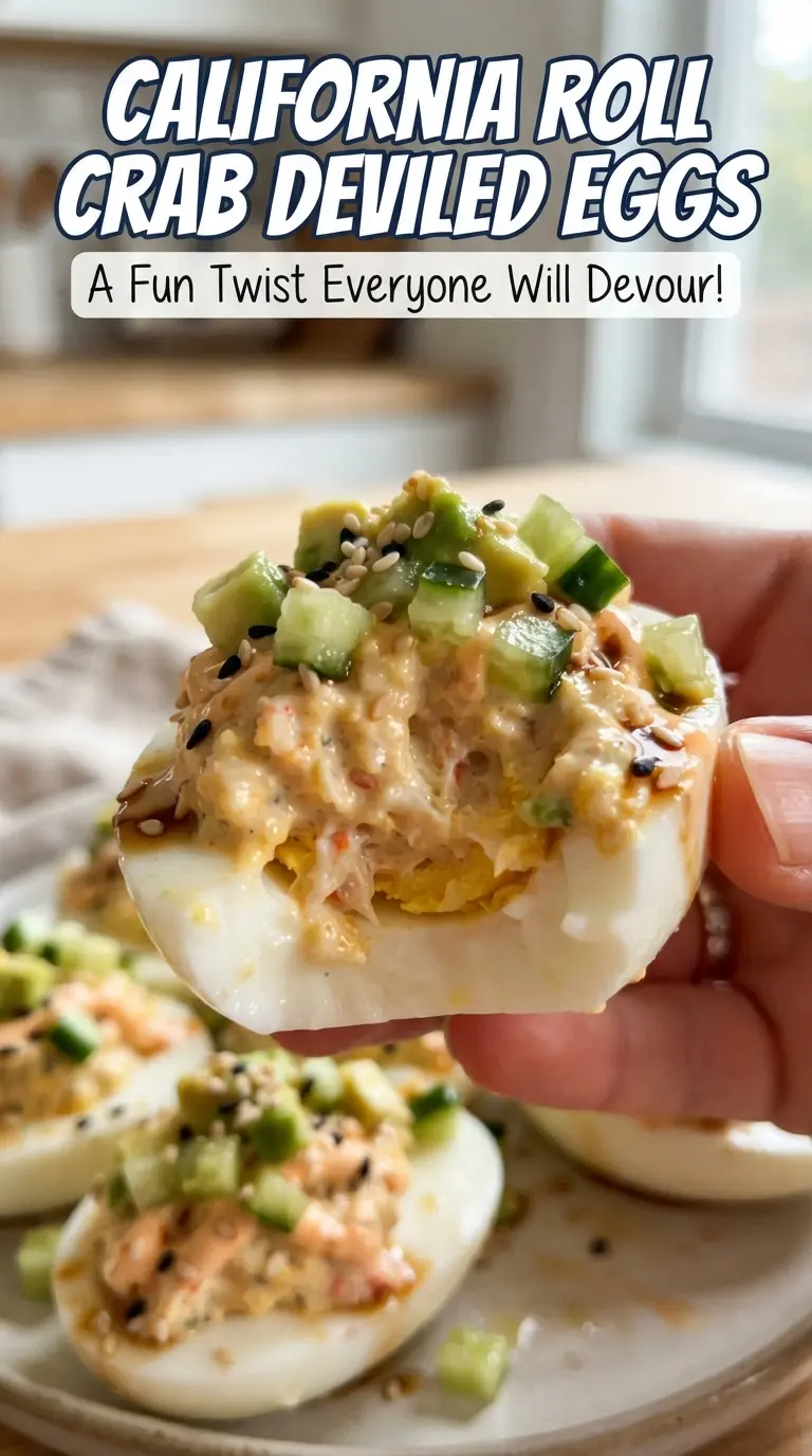 California Roll Crab Deviled Eggs creamy crab cucumber avocado
