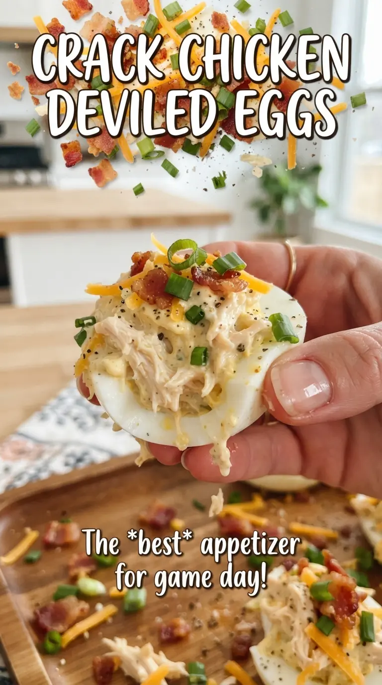 Crack Chicken Deviled Eggs creamy ranch bacon cheddar