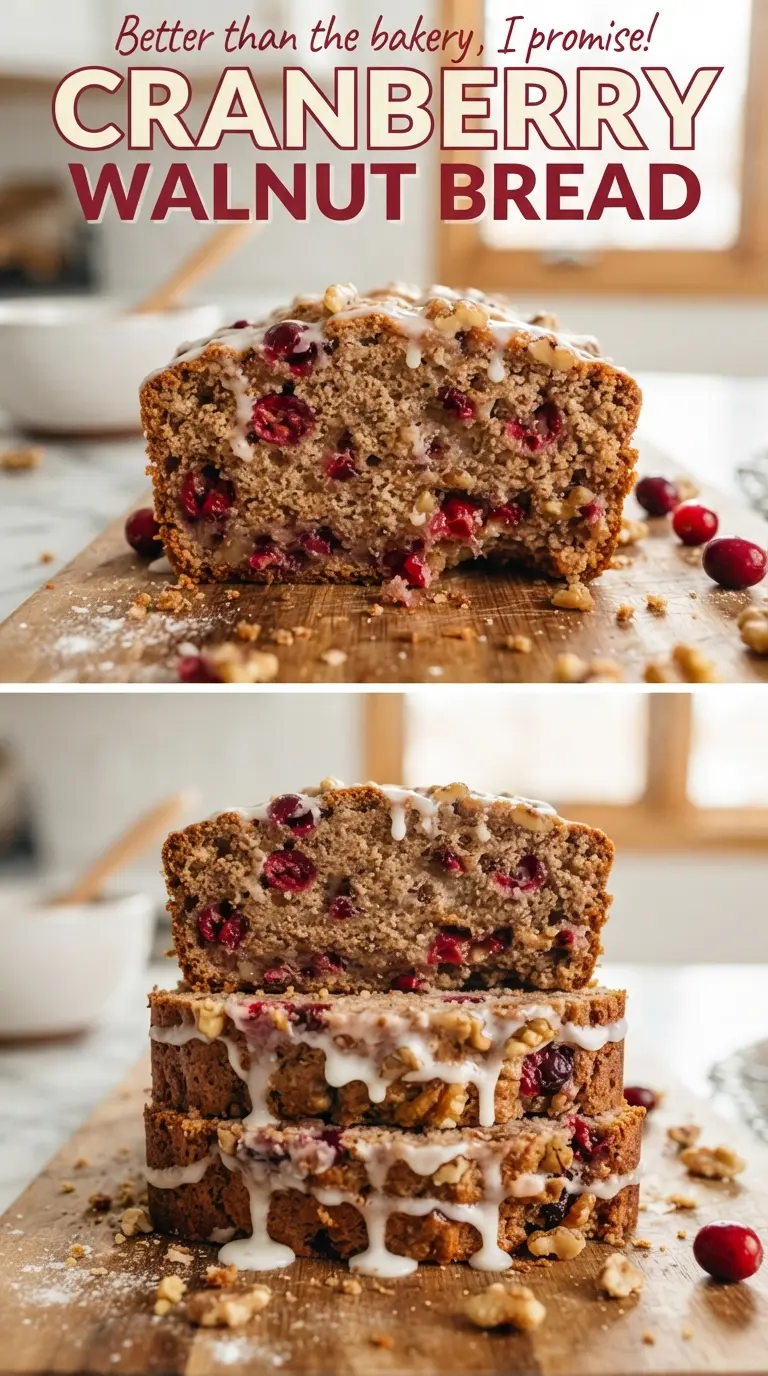 Cranberry walnut bread golden slices orange zest